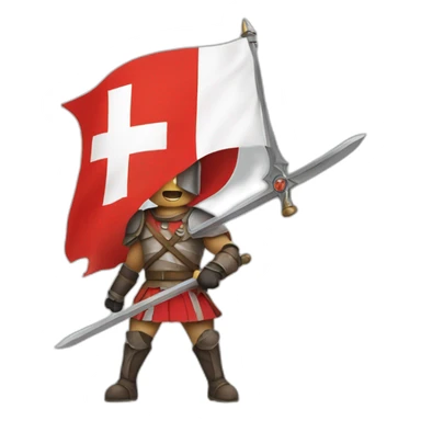 A swiss flag turning into a swiss warrior sticker