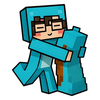 Extract all the person characters from the image, remove the background and any objects, and place each character on a transparent background. Maintain the original Minecraft cartoon style and appearance. sticker