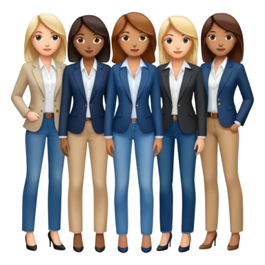 diverse group of businesswomen including african american, asian, white and latina women wearing jeans, blouses and blazers sticker