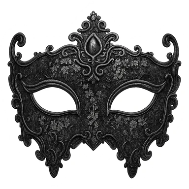 gothic mask, black lace and silver accents, ornate and dramatic sticker