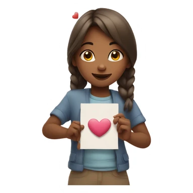 Girl making a little sign in her hand with lots of hearts around her sticker