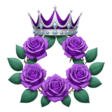 Purple rose with silver tiara and a purple emblem leaf wreath sticker