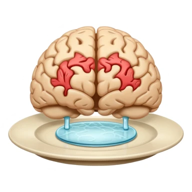 Brain on a plate next to head  sticker