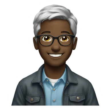 smiling boy in glasses portrait with greyish hair  sticker