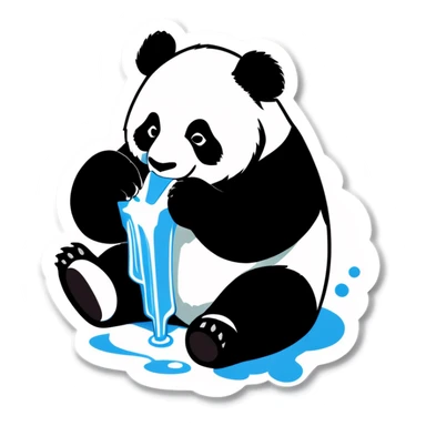 Panda eating ice  sticker