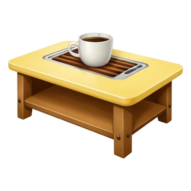 light yellow coffe table, coffee on top
 sticker