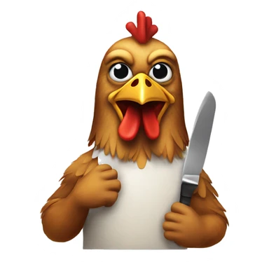 A chicken holding a knife sticker