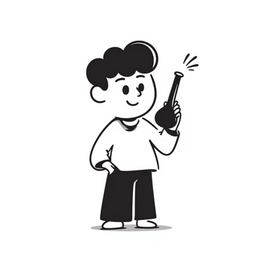 cute hand-drawn poop character holding a small bong sticker