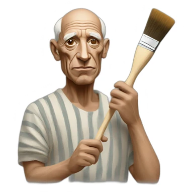 Pablo picasso holding a brush sticker