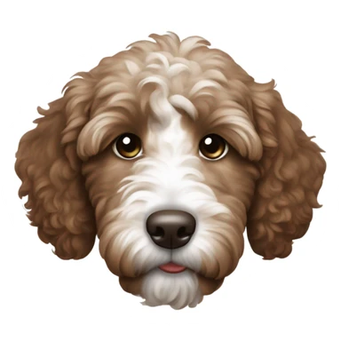 dark brown goldendoodle puppy white patch near nose and top of head sticker