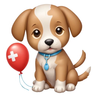 adorable puppy with bandaid and get well soon balloon sticker