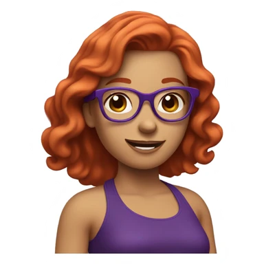 Redheaded girl with glasses and a purple halter top waving sticker