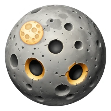 Planet Mercury emoji, round, moon-like gray ball, scarred with impact craters and patches of lighter plains sticker