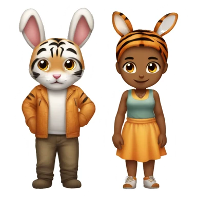 bunny girl and tiger boy sticker