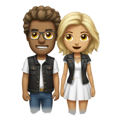 relacion de pareja chico trigueño y chica rockera blanca sticker