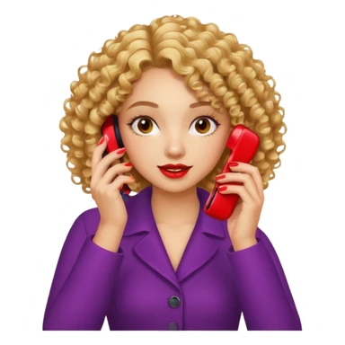 یک دختر مو فرفری که داره برای مشتریش ناخن میزاره و همزمان داره با تلفن صحبت میکنه sticker