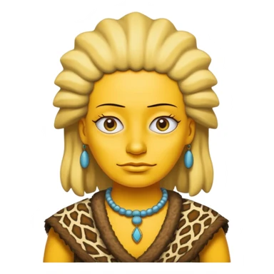 a simpson woman wearing ancient animal skin cloth, half body, icon, yellow skin sticker