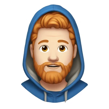 Fat streamer with ginger hair and beard named caseoh wearing blue hooded jumper sticker