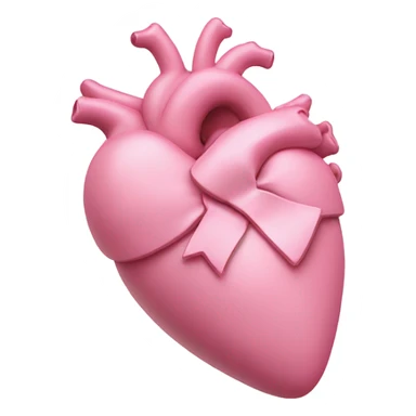 Pink anatomical heart pastel pink with bow sticker