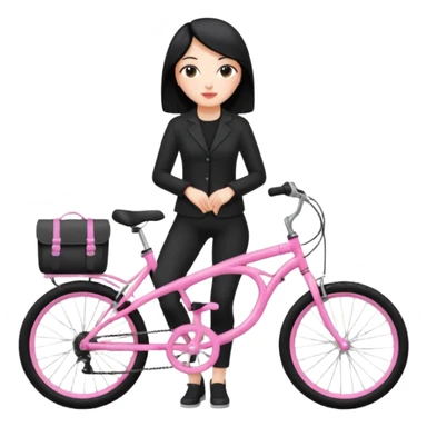Bicycles Ergonomic bicycle of gym: seated white woman with hair black clothes pink sticker