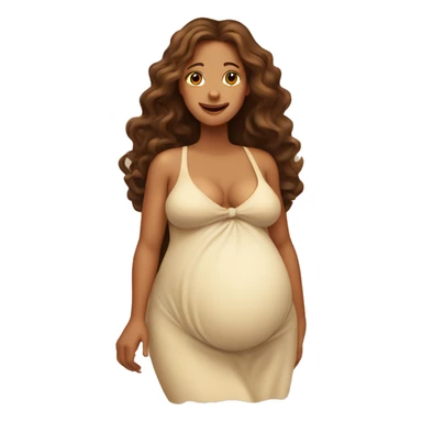 Pregnant big belly tan lady with long, brown, curly hair  sticker