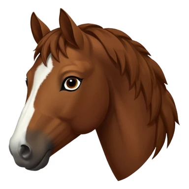Head of a sorrel horse with a wide white blaze from his forehead, under his forelock, running down his face and under his muzzle, facing forward. sticker