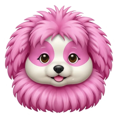 Dog wearing a pink palm puff sticker
