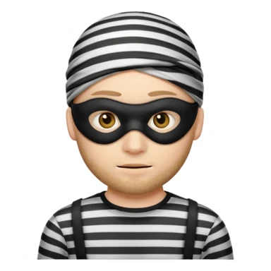 A theif robber emoji,Stripped shirt,eye mask. sticker