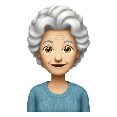 an elderly white woman with a fluffy hairstyle wearing a blue sweater sticker