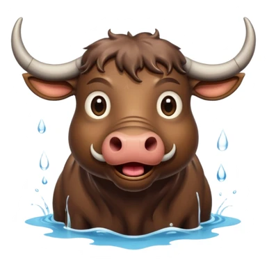 A funny water buffalo in the water  sticker