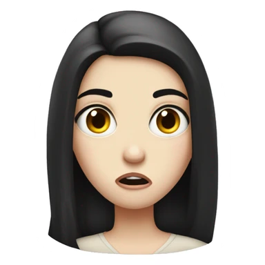 Totally shocked and slightly disgusted, pale girl with dark hair  sticker