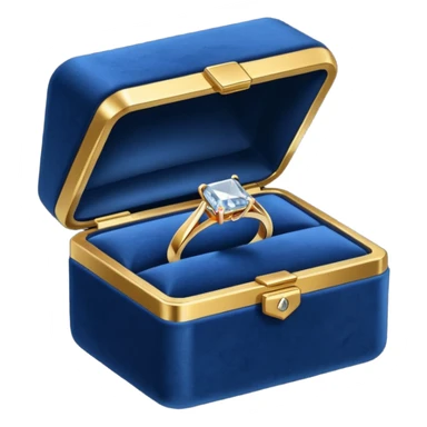 dark blue box with an engagement ring sticker