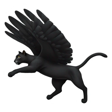 winged black puma flying sticker