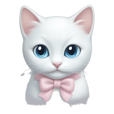 White cat light pink bow light blue eyes  sticker