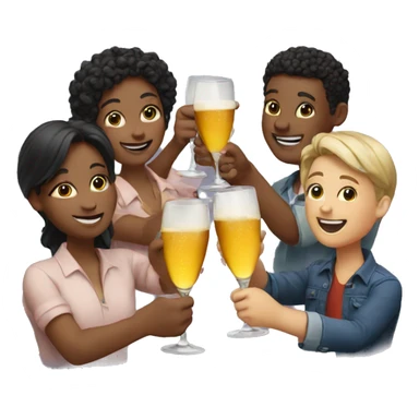a group of friends toasting sticker