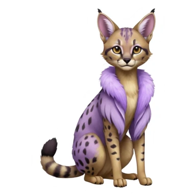 Realistic wild real life dark floral pastel-lilac-violet-lavender caracal-serval-civet-genet-hybrid-animal-Fakémon-fursona photo IRL outside (full body) sticker