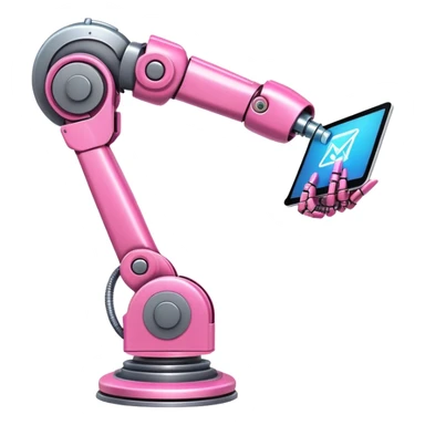 intense pink robotic arm holding email icon sticker