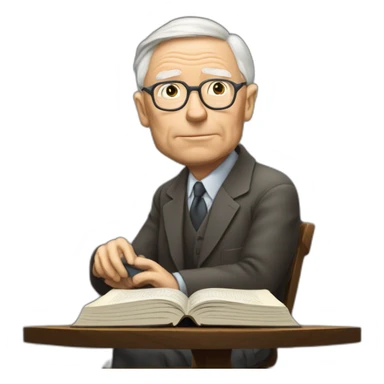 old charlie munger reading a book while thinking sticker