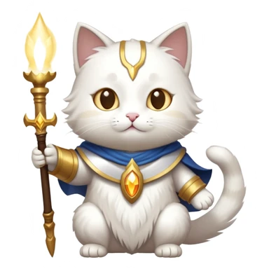 cute cat paladin casting a holy light spell sticker