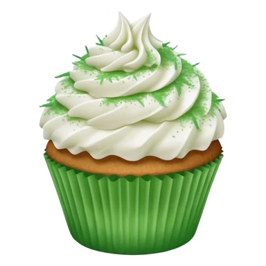 Shredded coconut cupcake with white frosting dusted with green sugar  sticker