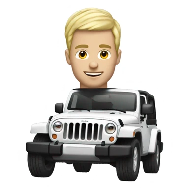 Guy with blonde hair with jeep wrangler white  sticker