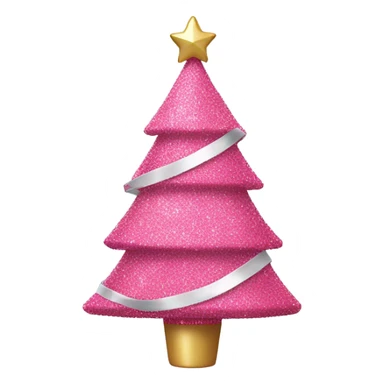 Pink glitter Christmas tree with white ribbons  sticker