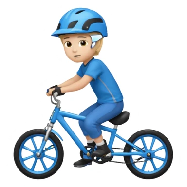 bike riding black bike blonde hair boy blue helmet sticker