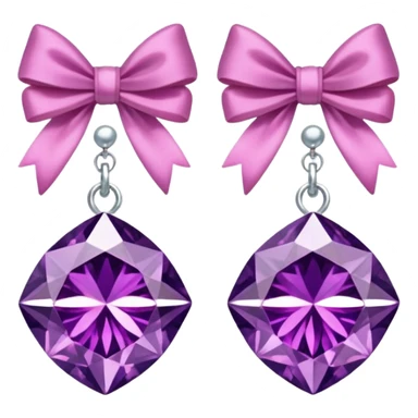 purple diamond earrings with a pink bow sticker