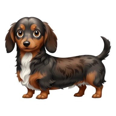 Black & brown Merle long haired Dachshund full body sticker