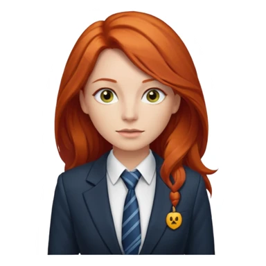 long red haired woman with tie, t-shirt and blazer sticker