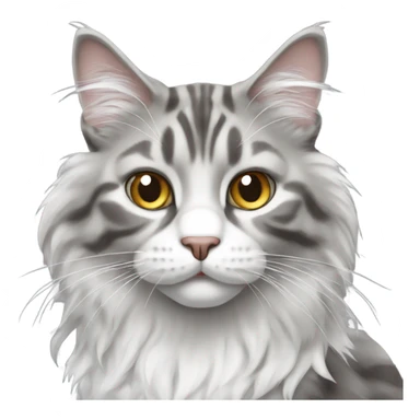 Main coon cat white gray sticker