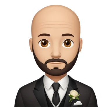 bald headed brown eyes groom with dark beard sticker