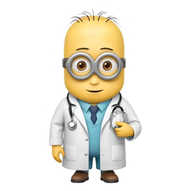 yellow minion character wearing doctor coat and stethoscope sticker