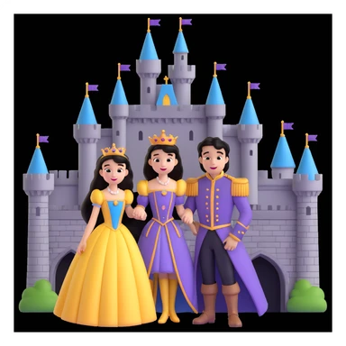 prince and princess disny dress close up photo in castle sticker